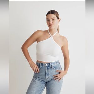 Madewell White Supima® Rib Halter Tank Top Size Large NWT